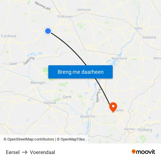 Eersel to Voerendaal map