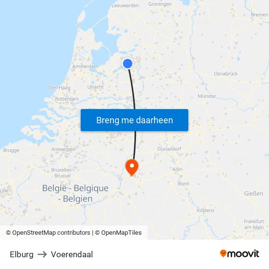 Elburg to Voerendaal map
