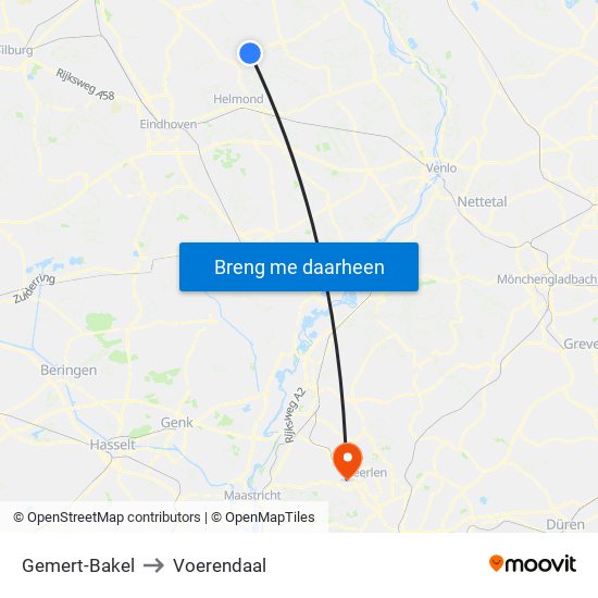Gemert-Bakel to Voerendaal map