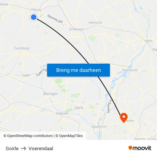 Goirle to Voerendaal map