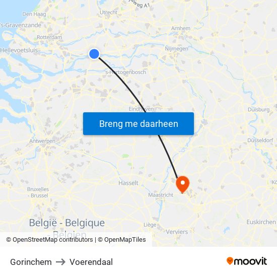 Gorinchem to Voerendaal map