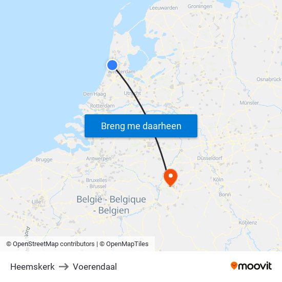 Heemskerk to Voerendaal map