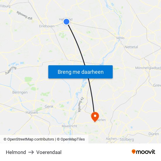 Helmond to Voerendaal map