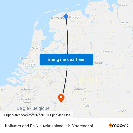 Kollumerland En Nieuwkruisland to Voerendaal map