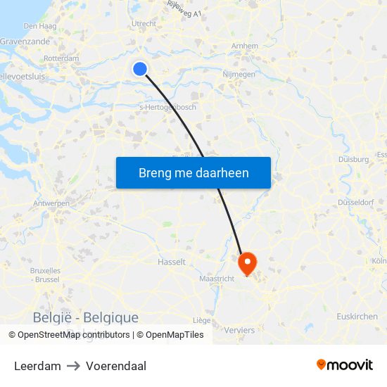 Leerdam to Voerendaal map