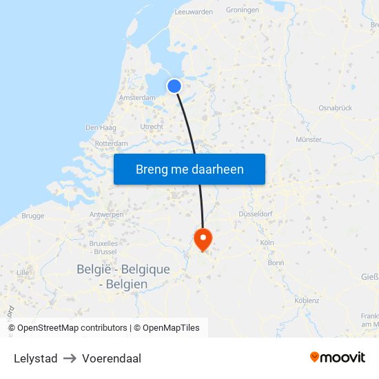 Lelystad to Voerendaal map