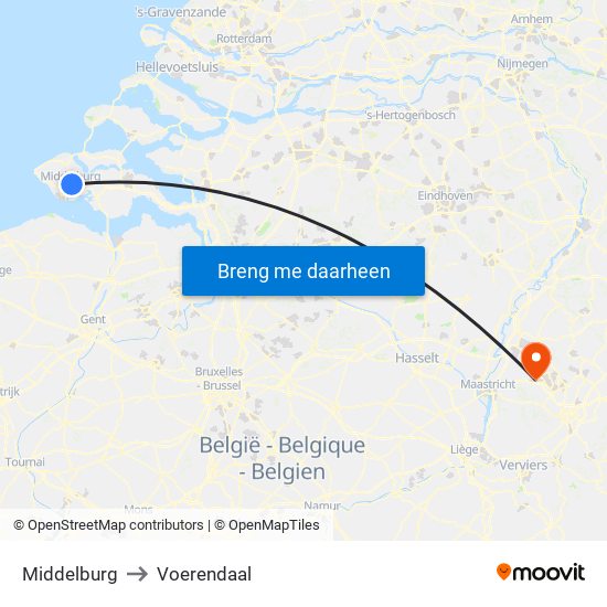 Middelburg to Voerendaal map