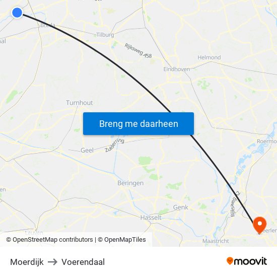Moerdijk to Voerendaal map