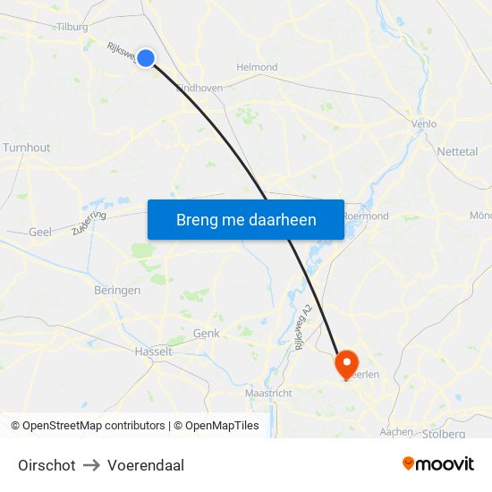 Oirschot to Voerendaal map