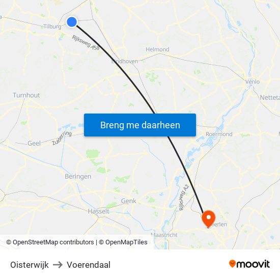 Oisterwijk to Voerendaal map