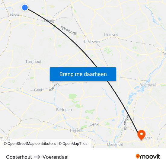 Oosterhout to Voerendaal map