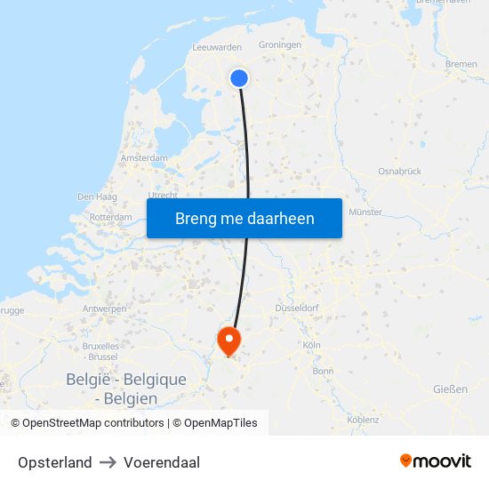 Opsterland to Voerendaal map