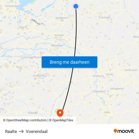 Raalte to Voerendaal map