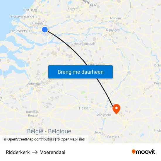 Ridderkerk to Voerendaal map