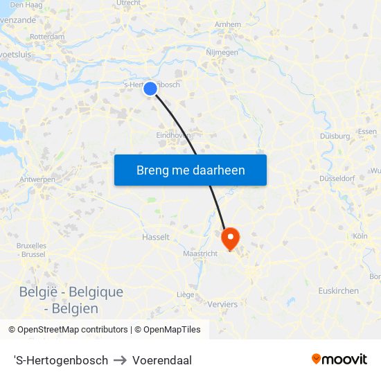 'S-Hertogenbosch to Voerendaal map