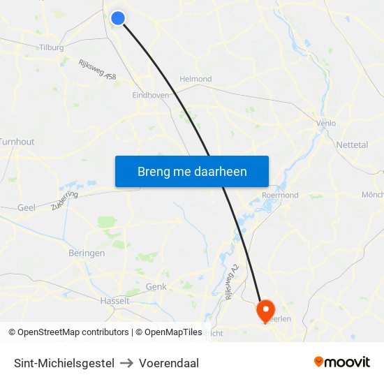 Sint-Michielsgestel to Voerendaal map