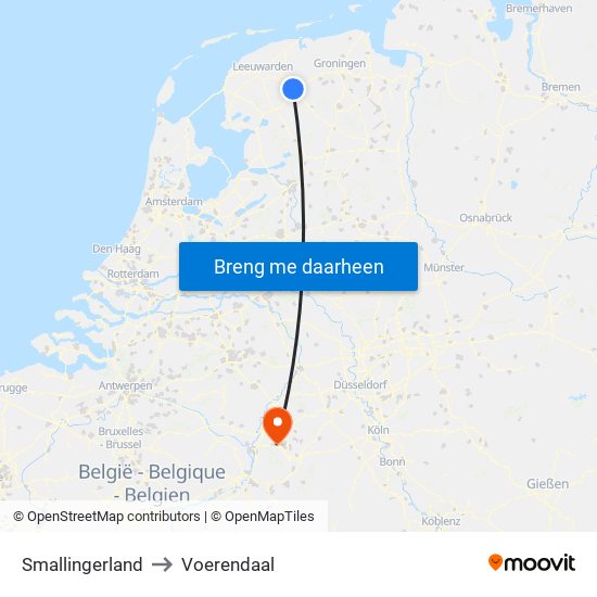 Smallingerland to Voerendaal map