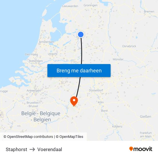 Staphorst to Voerendaal map