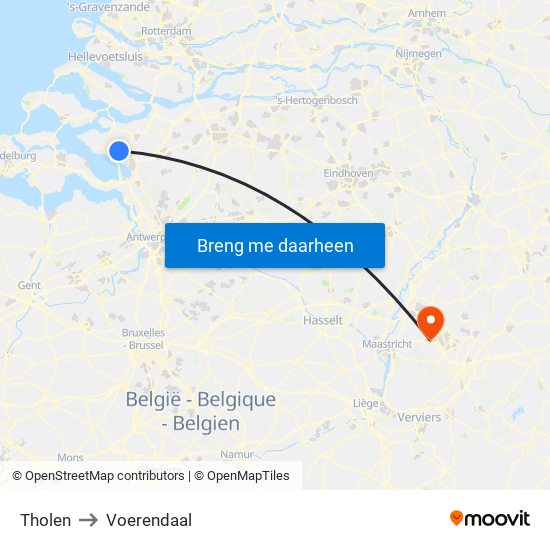 Tholen to Voerendaal map