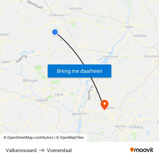 Valkenswaard to Voerendaal map