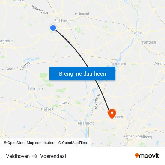 Veldhoven to Voerendaal map