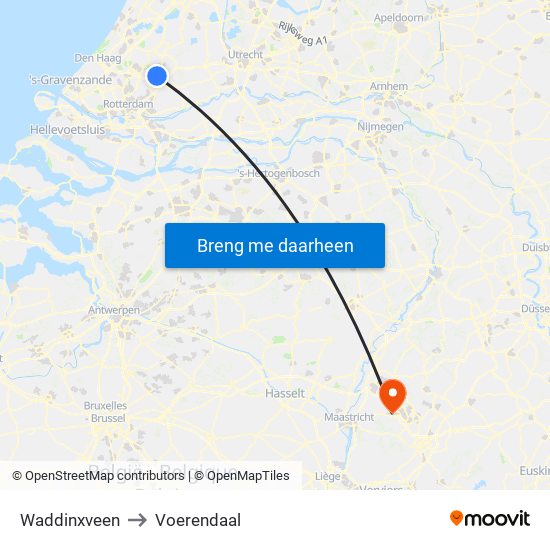 Waddinxveen to Voerendaal map