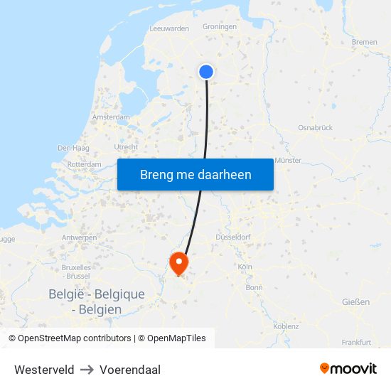 Westerveld to Voerendaal map
