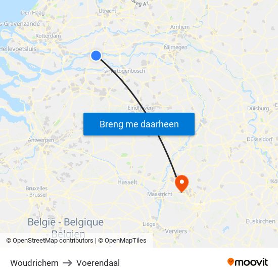 Woudrichem to Voerendaal map