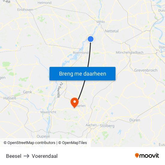 Beesel to Voerendaal map