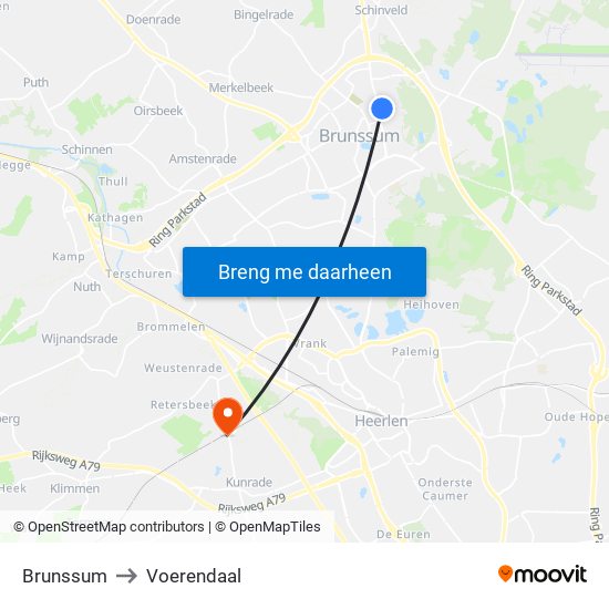 Brunssum to Voerendaal map