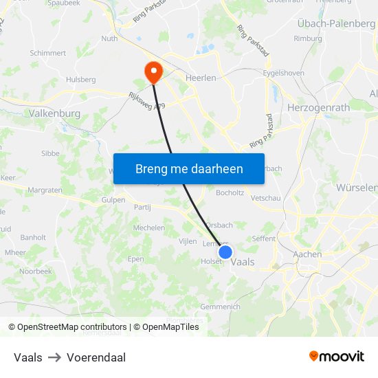 Vaals to Voerendaal map