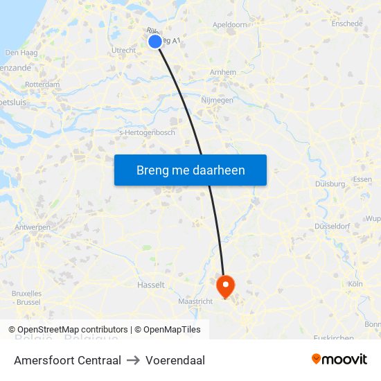 Amersfoort Centraal to Voerendaal map