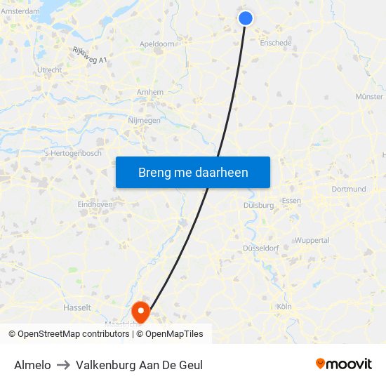 Almelo to Valkenburg Aan De Geul map