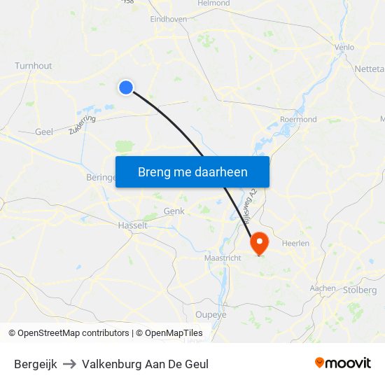 Bergeijk to Valkenburg Aan De Geul map