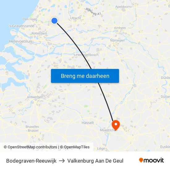 Bodegraven-Reeuwijk to Valkenburg Aan De Geul map