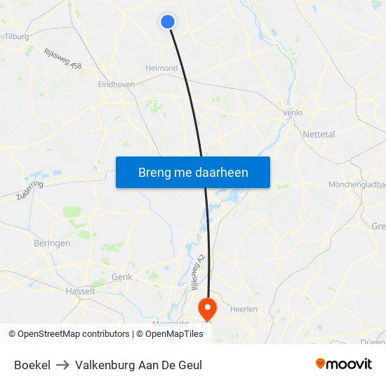 Boekel to Valkenburg Aan De Geul map
