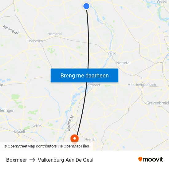 Boxmeer to Valkenburg Aan De Geul map