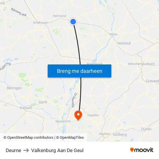 Deurne to Valkenburg Aan De Geul map
