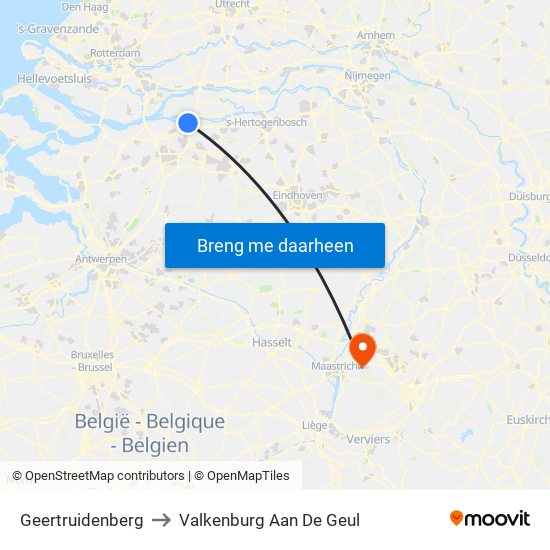 Geertruidenberg to Valkenburg Aan De Geul map