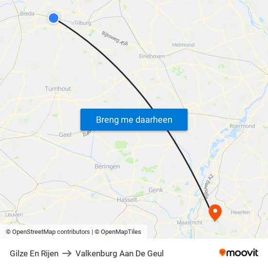 Gilze En Rijen to Valkenburg Aan De Geul map