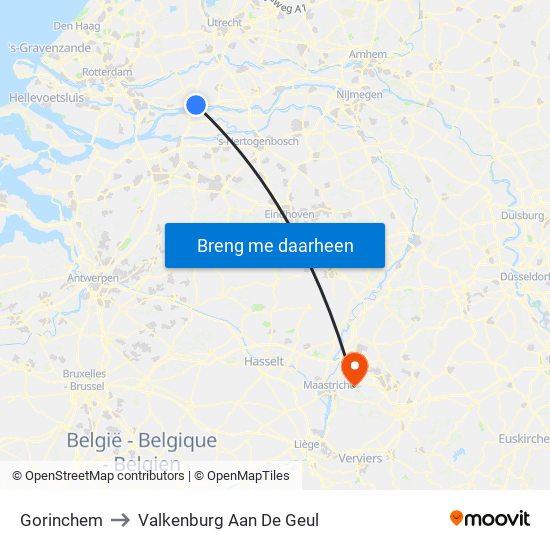 Gorinchem to Valkenburg Aan De Geul map
