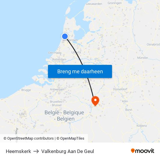 Heemskerk to Valkenburg Aan De Geul map