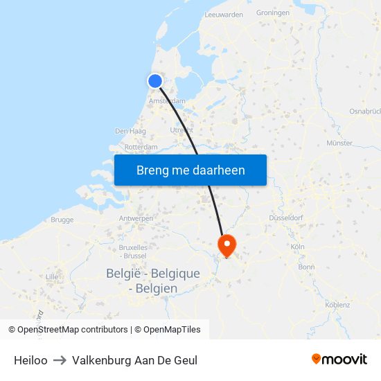 Heiloo to Valkenburg Aan De Geul map