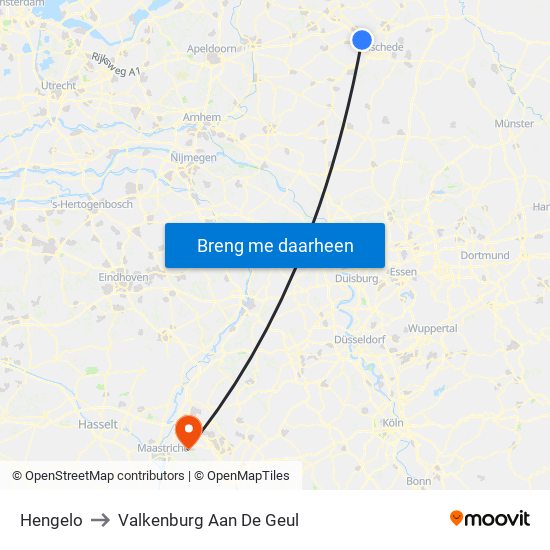 Hengelo to Valkenburg Aan De Geul map