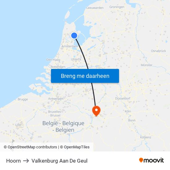 Hoorn to Valkenburg Aan De Geul map