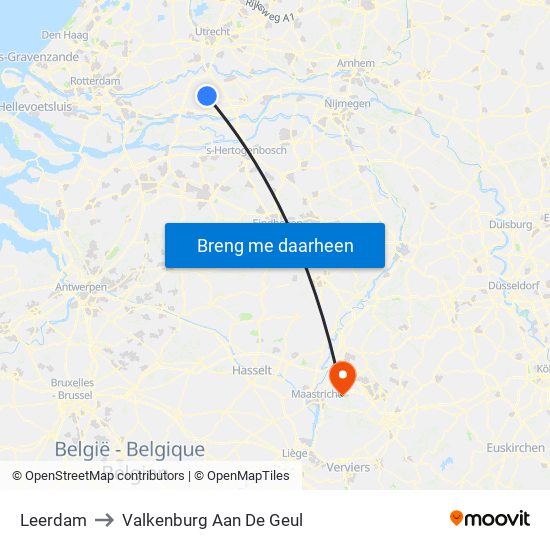 Leerdam to Valkenburg Aan De Geul map
