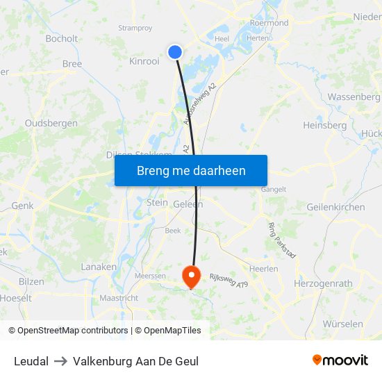 Leudal to Valkenburg Aan De Geul map