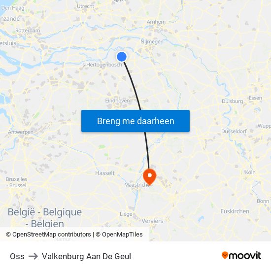 Oss to Valkenburg Aan De Geul map