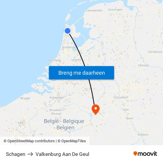 Schagen to Valkenburg Aan De Geul map