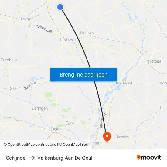 Schijndel to Valkenburg Aan De Geul map